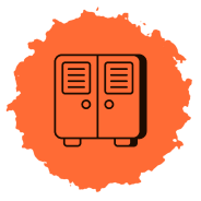 Icône représentant un placard ou dressing sur fond orange.