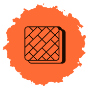Icône représentant un motif de plancher en bois sur fond orange.